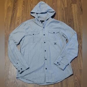 O’Neill Maverick Series Men’s XL Hooded Button-Down Shirt Santa Cruz Striped C72